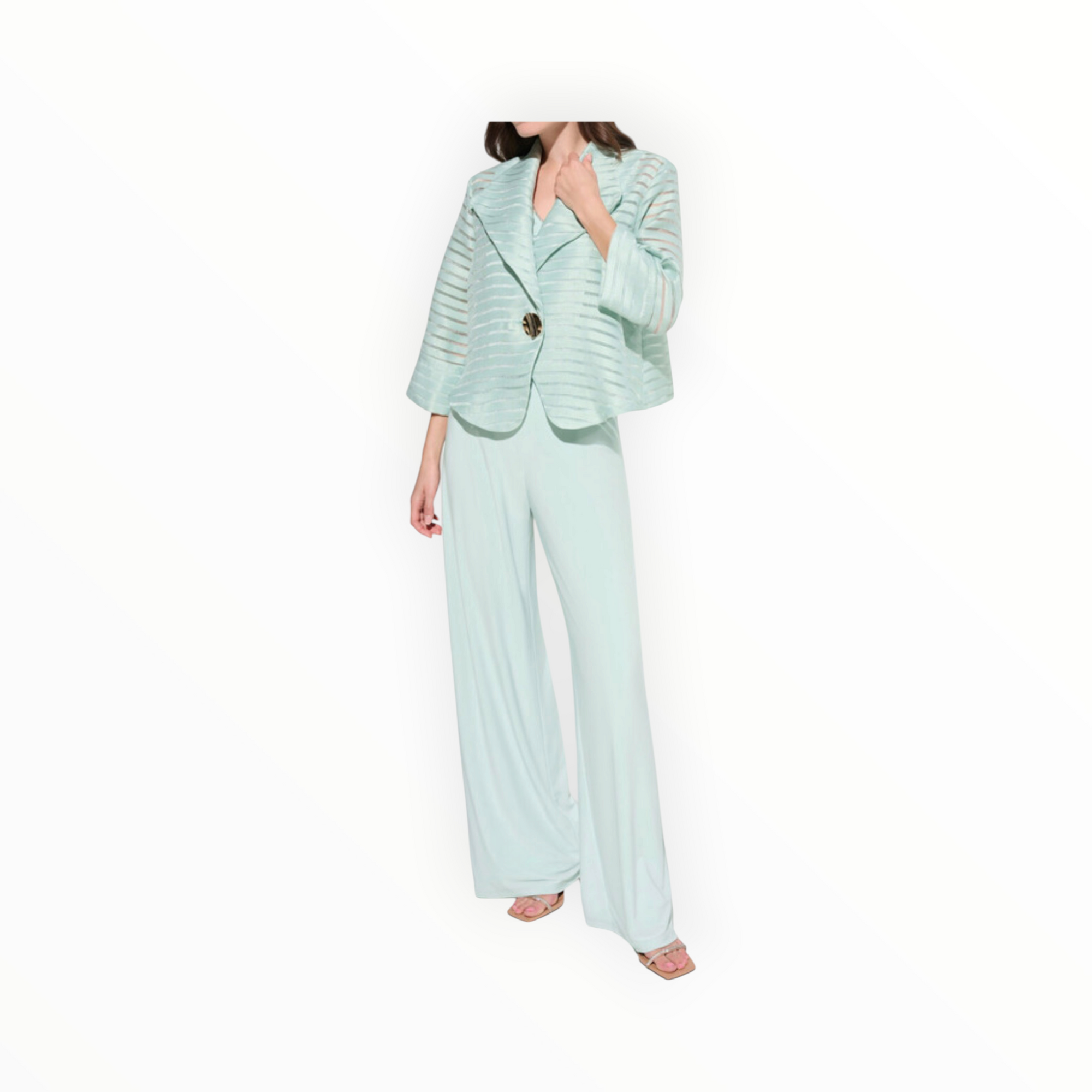 Joseph Ribkoff Shadow Stripe Swing Jacket W/Lapel Style - Pistachio