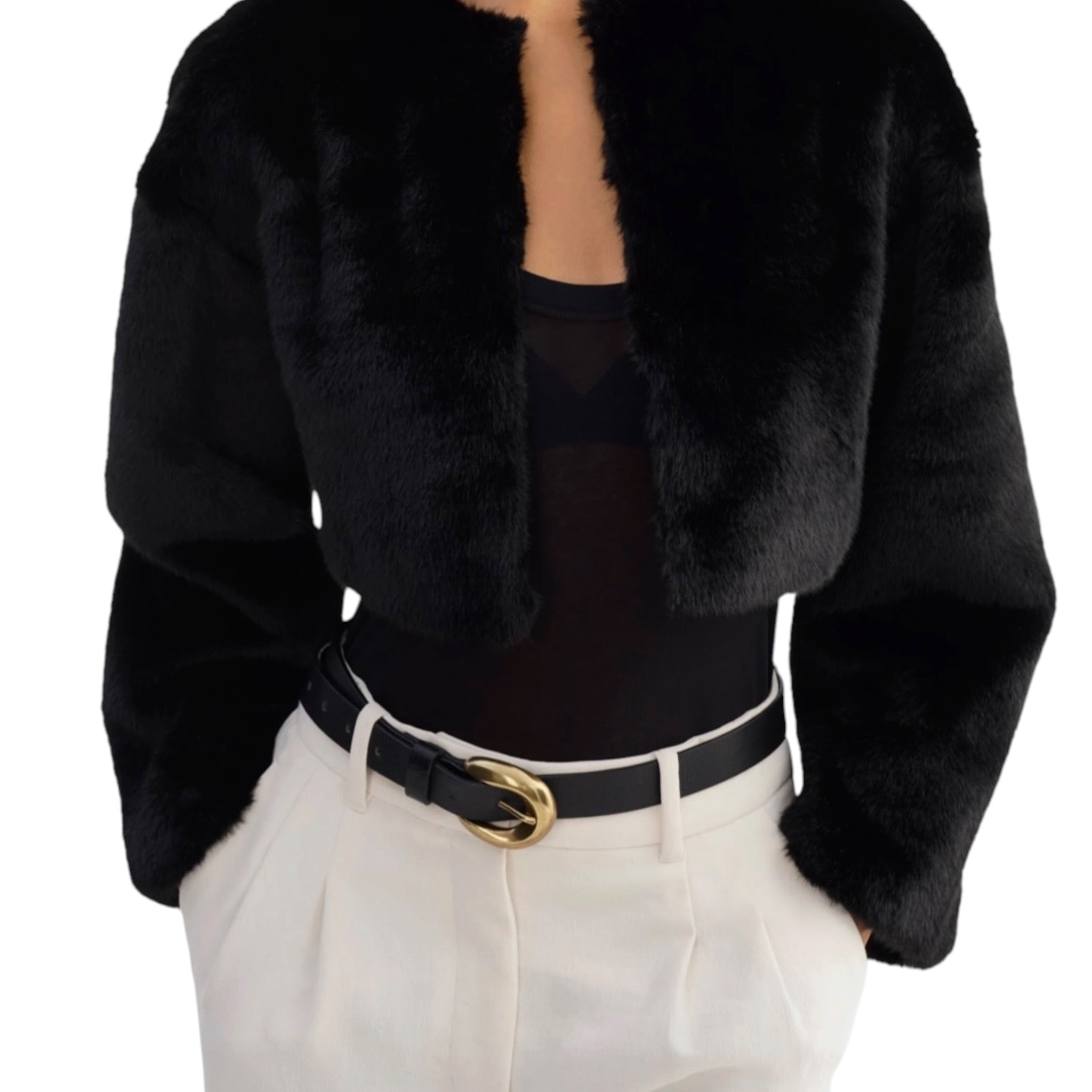 Lamarque Rowdie Faux Fur Jacket - Black