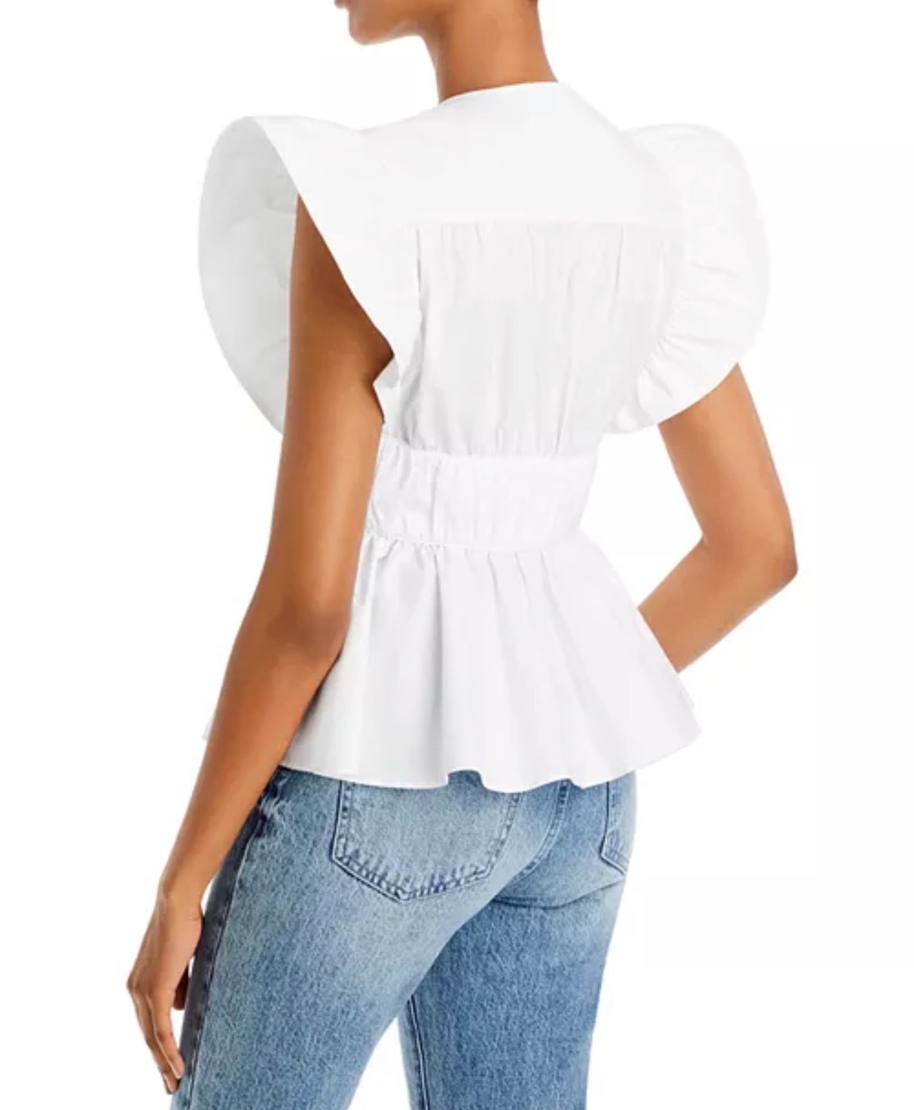 Derek Lam 10 Crosby Roselyn Ruffle Sleeve Top - White