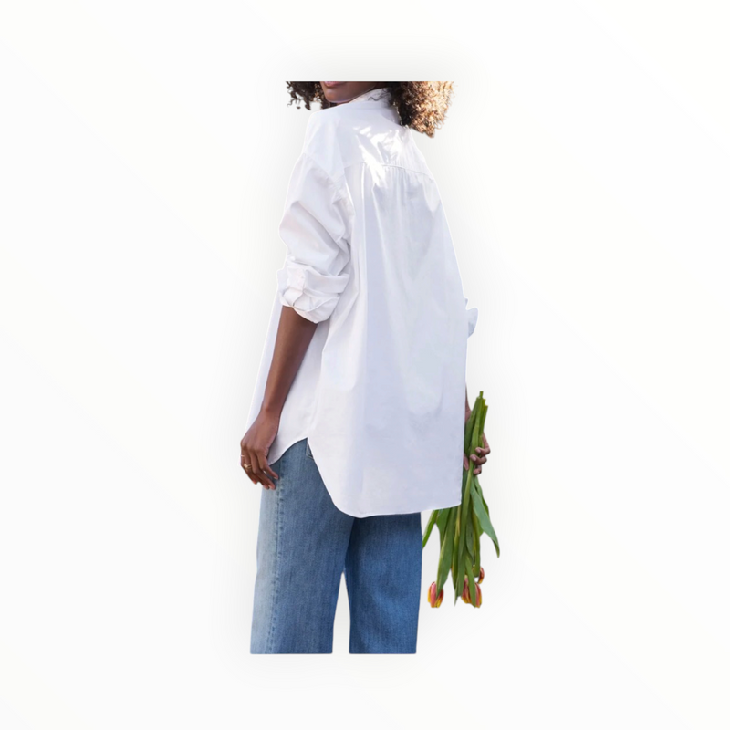 Frank & Eileen Victoria Collarless Button Down - White