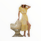 Lavender Brown Midi Skirt - Yellow