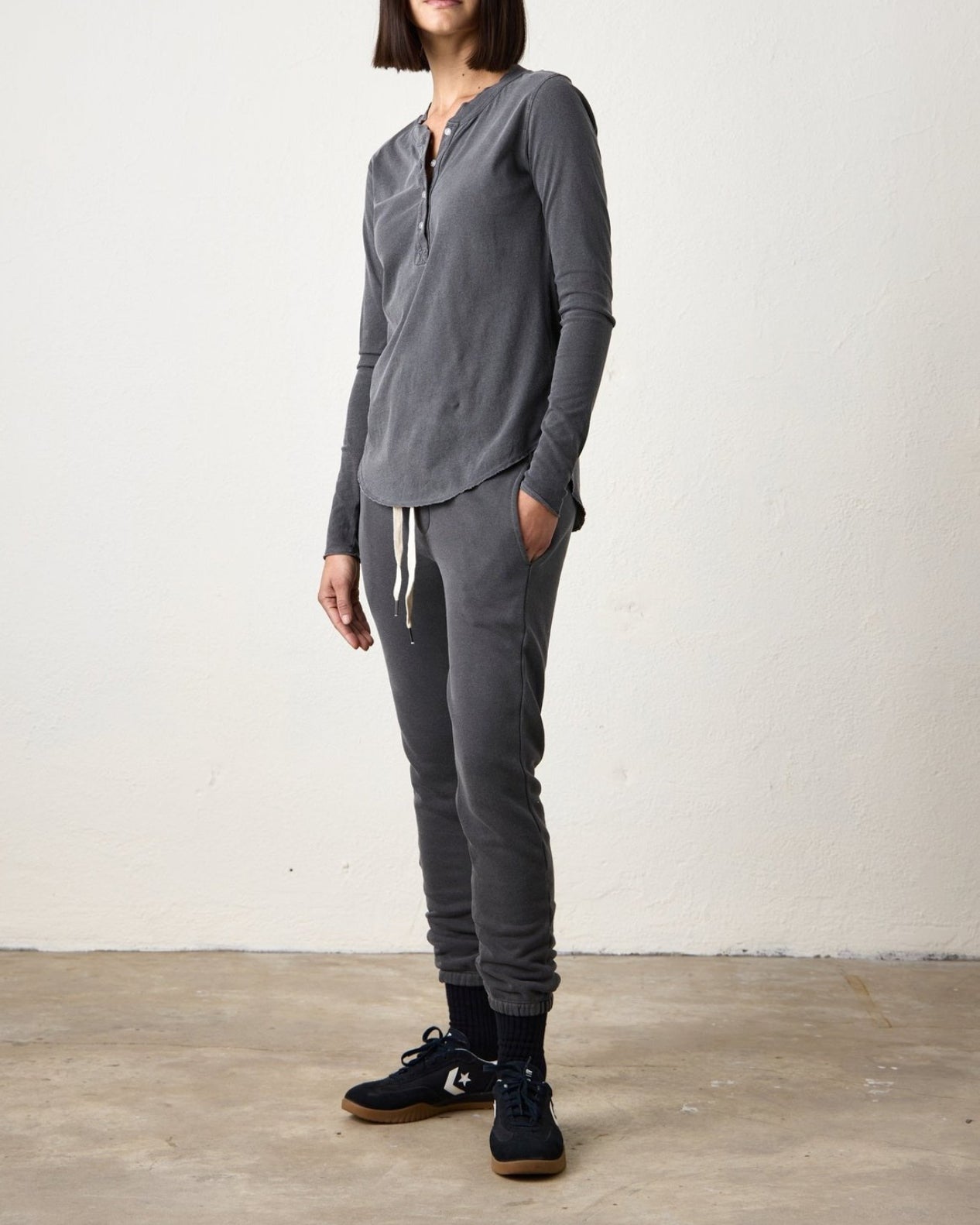 NSF Hal Fine Jersey Henley - Fume