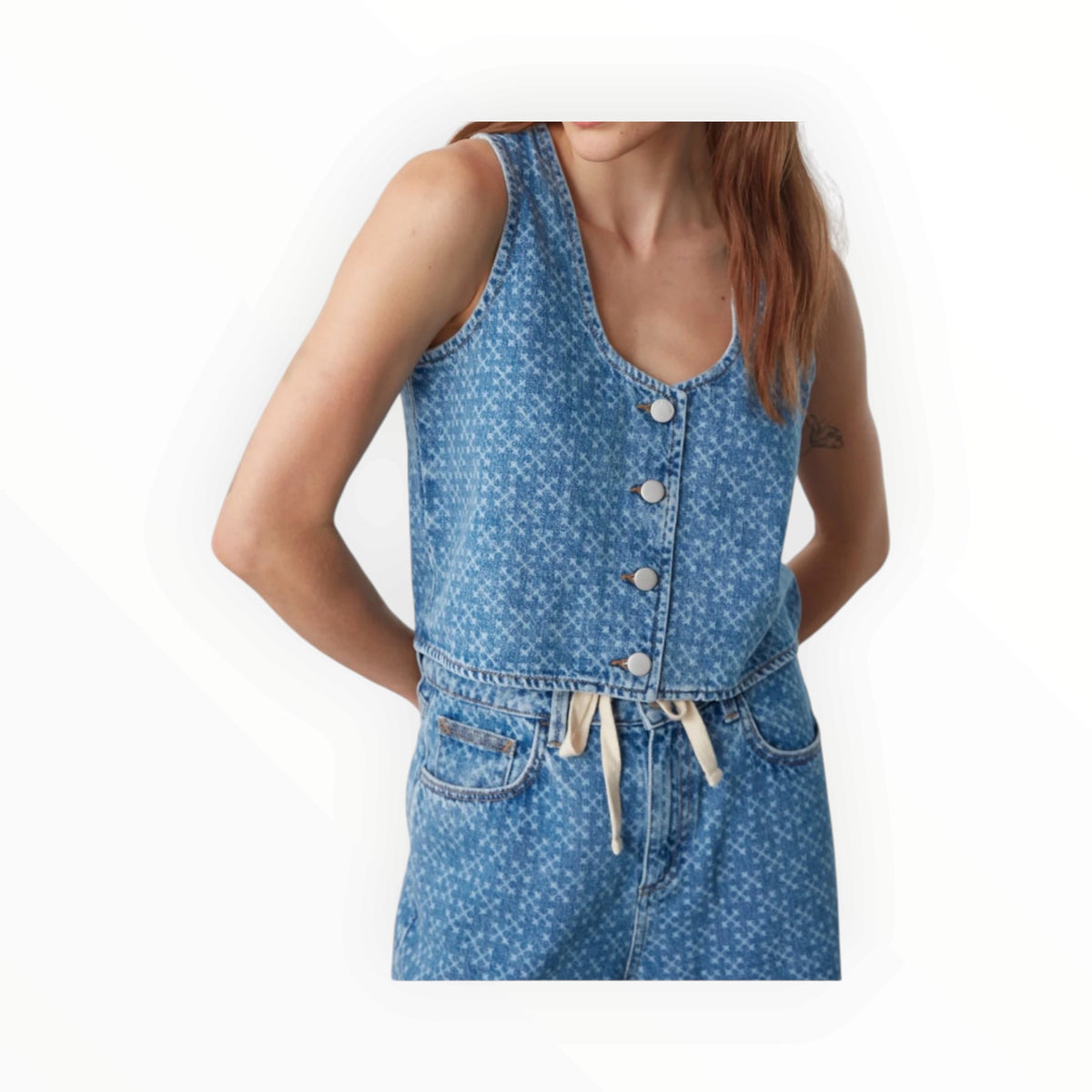 seventy + mochi Kane Cropped Vest - Laser Malibu