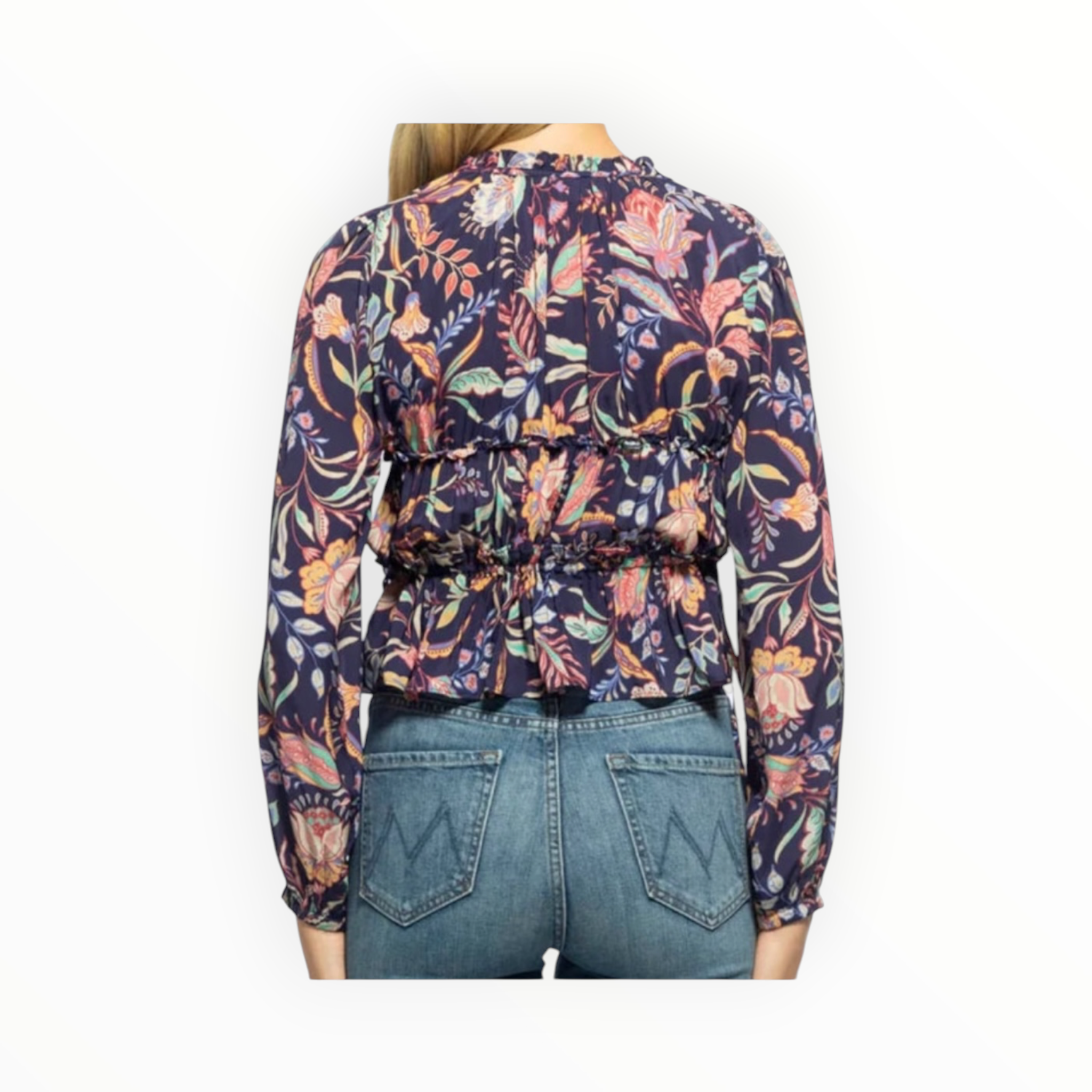 Shoshanna Lyndon Top - Navy/Pink Multi