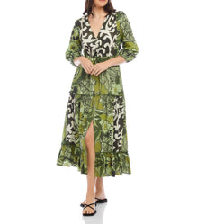 Fifteen Twenty Nicki Tiered Ruffle Hem Dress - Rainforest Print