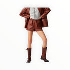 Steve Madden Faux The Record Faux Leather Shorts - Toast
