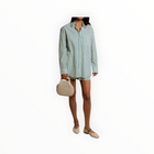 perfectwhitetee Avalon Poplin Button Down - Teal Blue/Sugar Stripe
