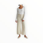 AG Jeans Kassie Corduroy High Rise Wide Leg Crop- Sulfur Cream Froth