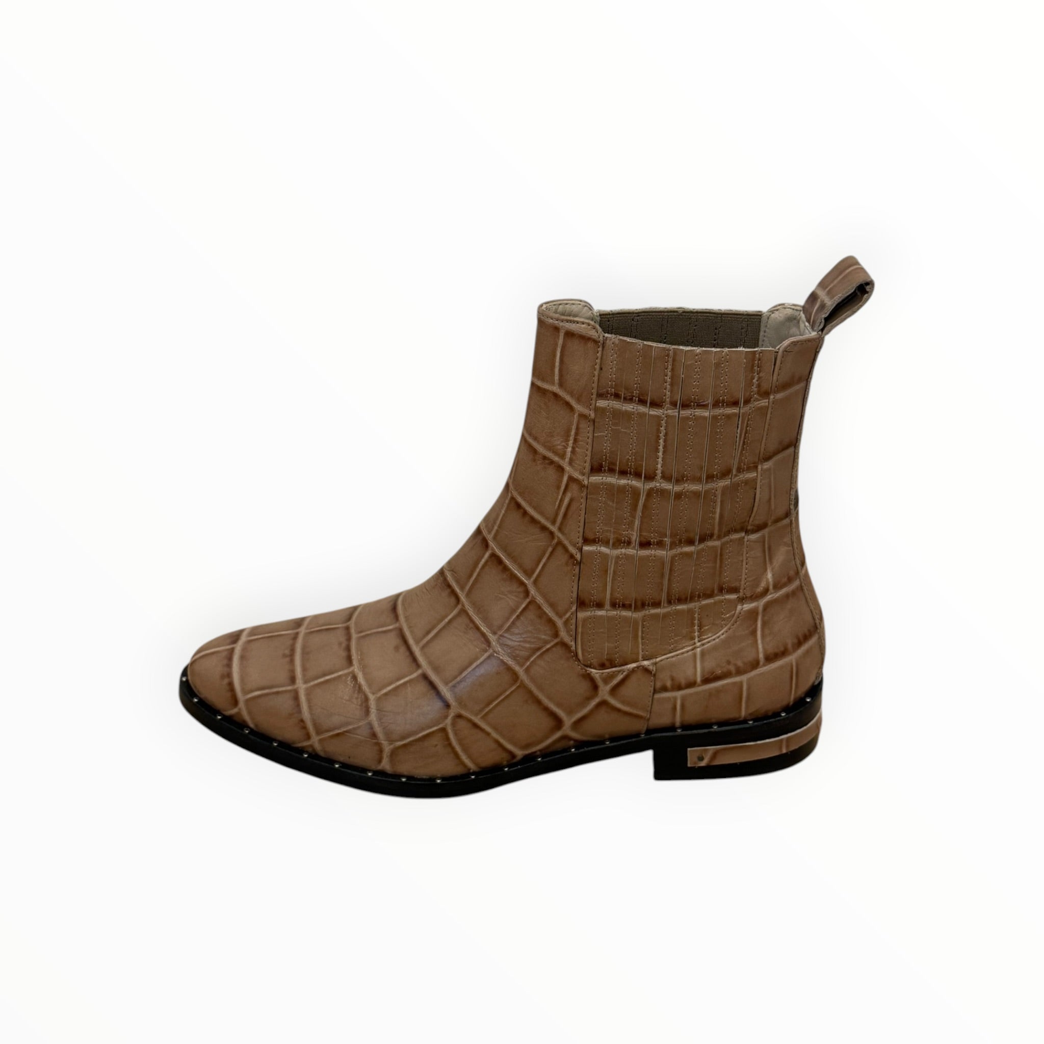 Frēda Salvador Drew Chelsea Boot - Khaki Croc Embossed