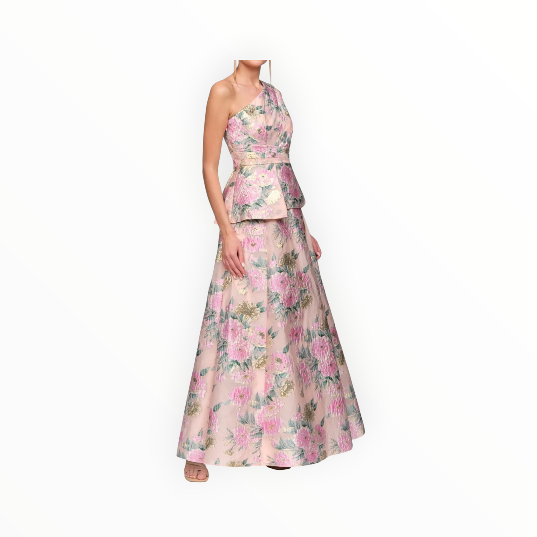 JS Collections Mia One Shoulder Gown - Blush Multi