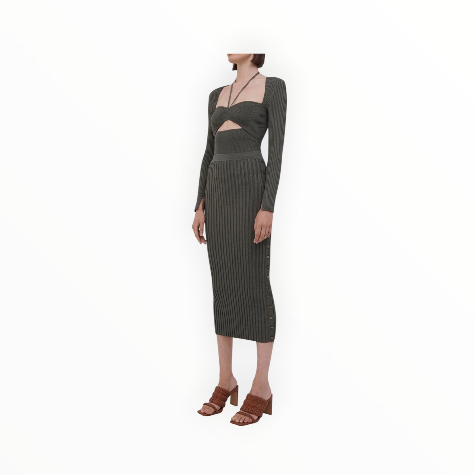 SIMKHAI Alexia Marled Sweetheart Top - Olivine