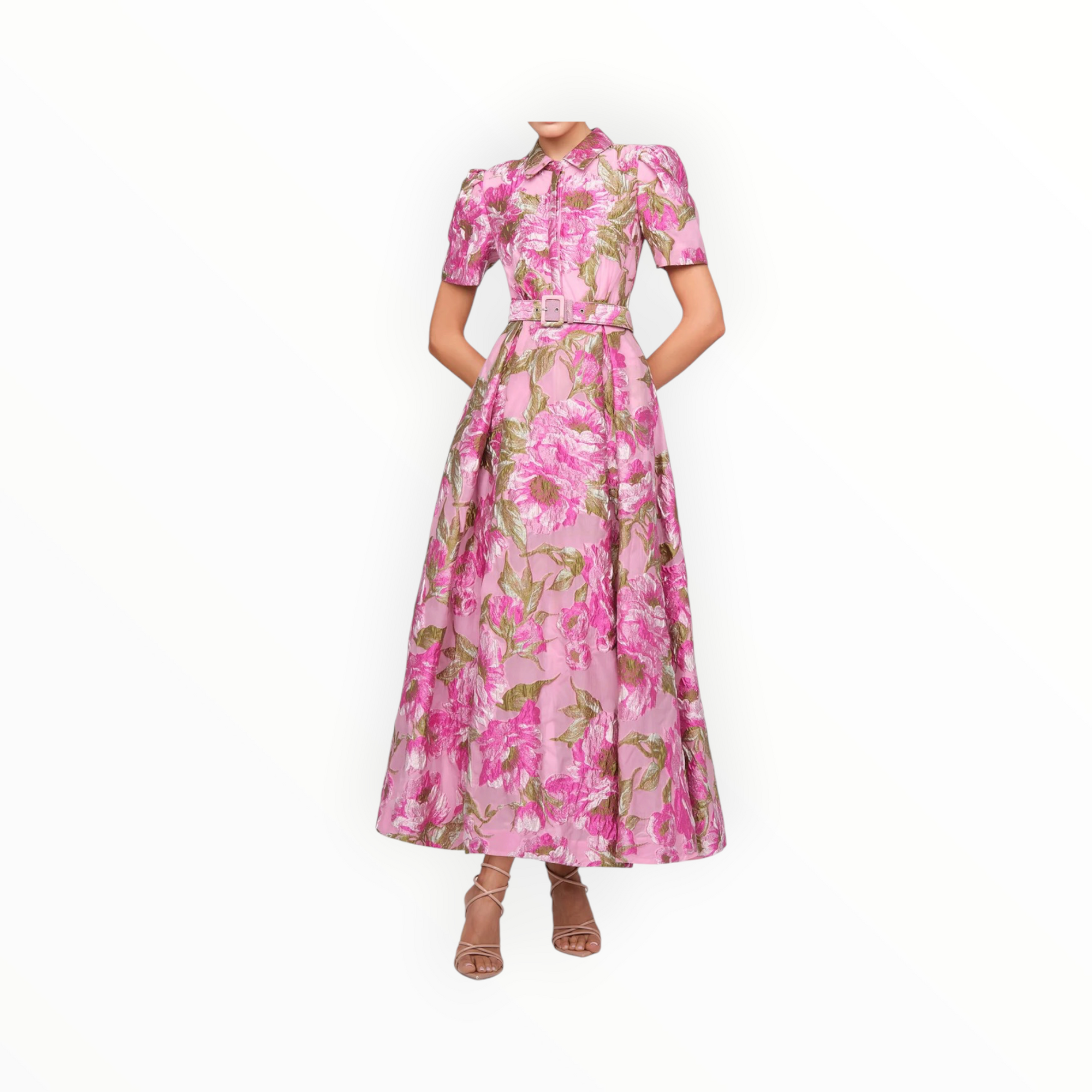 THEIA Abba Jacquard Gown - Opera Mauve/Meadow