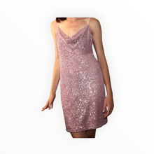 Greylin Linda Sequin Cowl Neck Dress - Fairy Pink