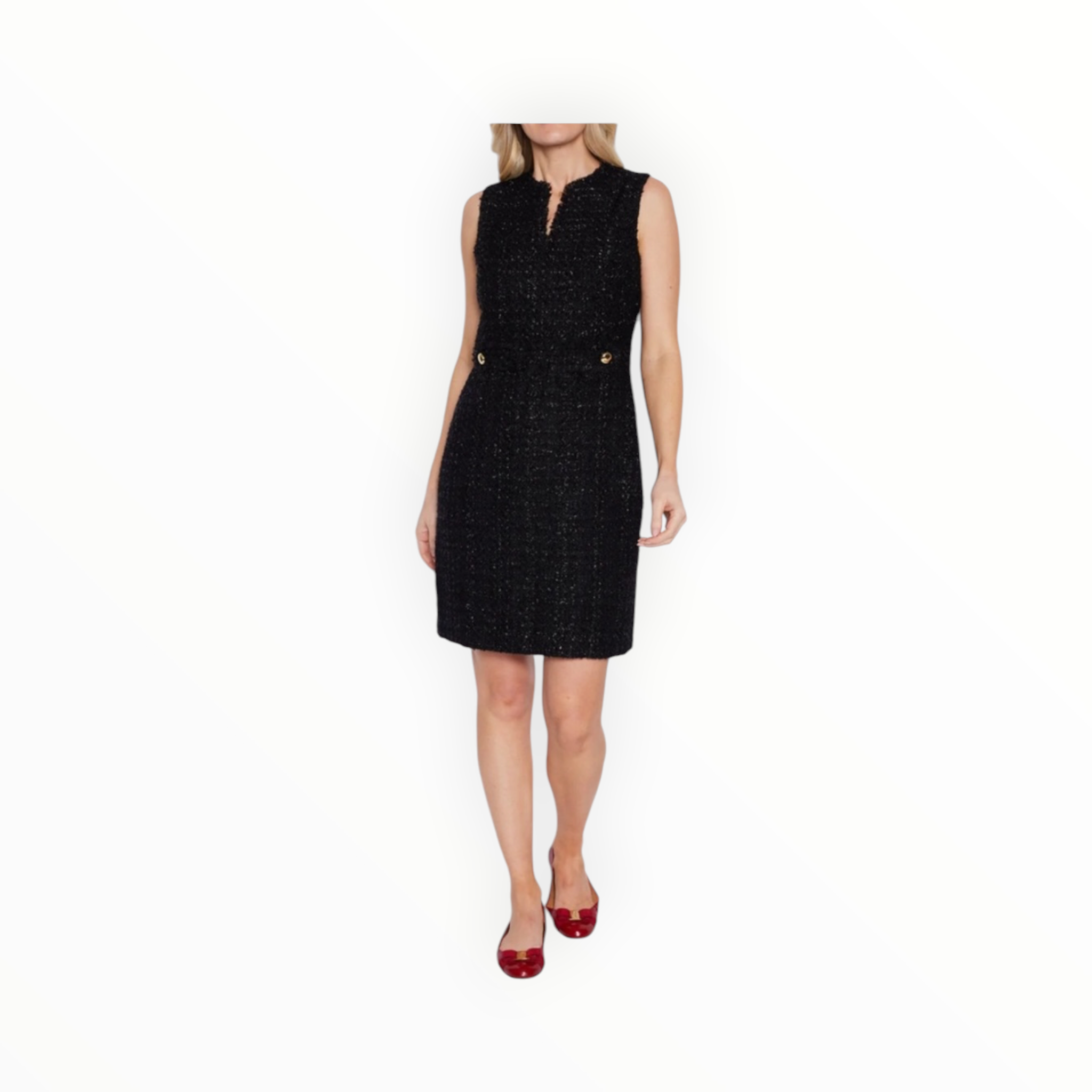 Sail to Sable Sparkle Tweed Shift Dress - Navy/Gold