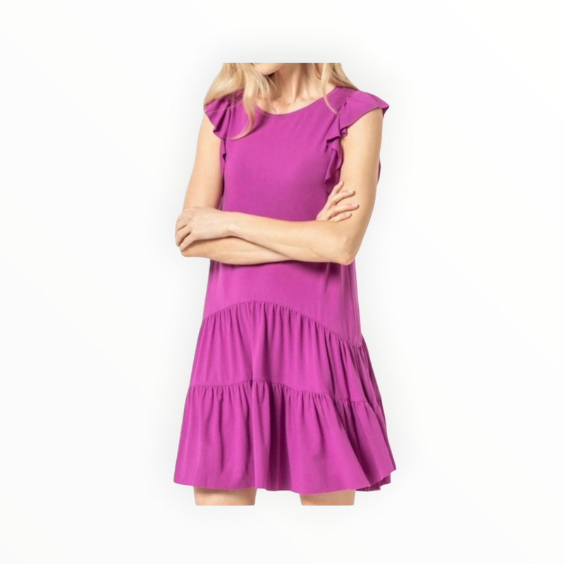 Lilla P Tiered Peplum Tank Dress - Dahlia