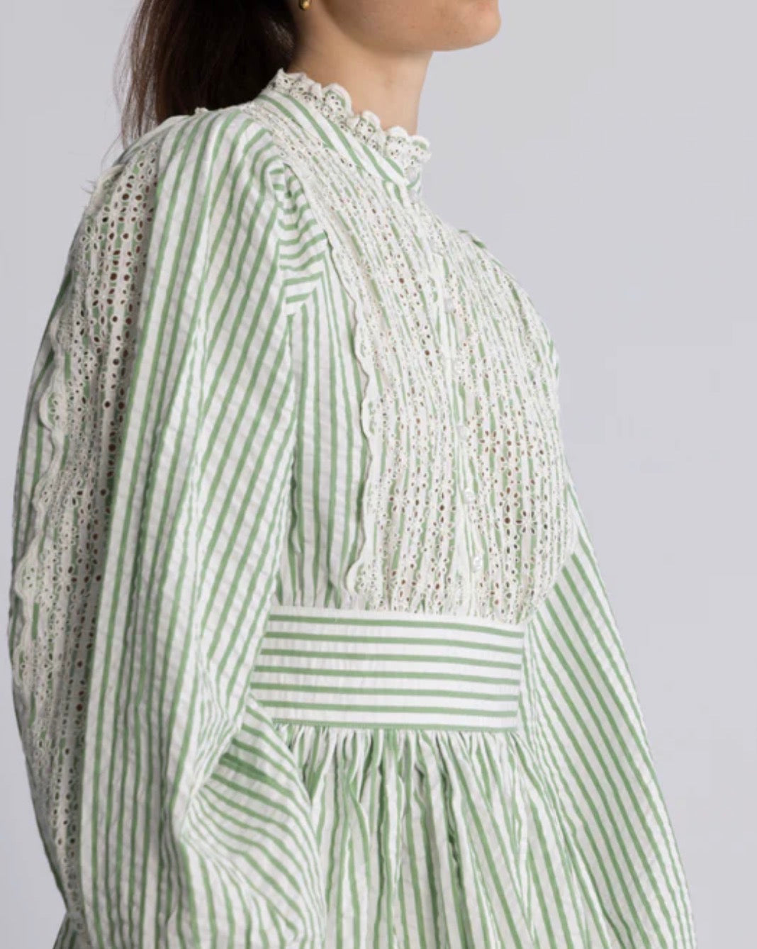 byTiMo Seersucker Mini Dress - Green Stripe
