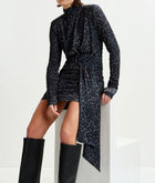 Essentiel Antwerp Draped Leopard Print Dress With Ruched Detailing