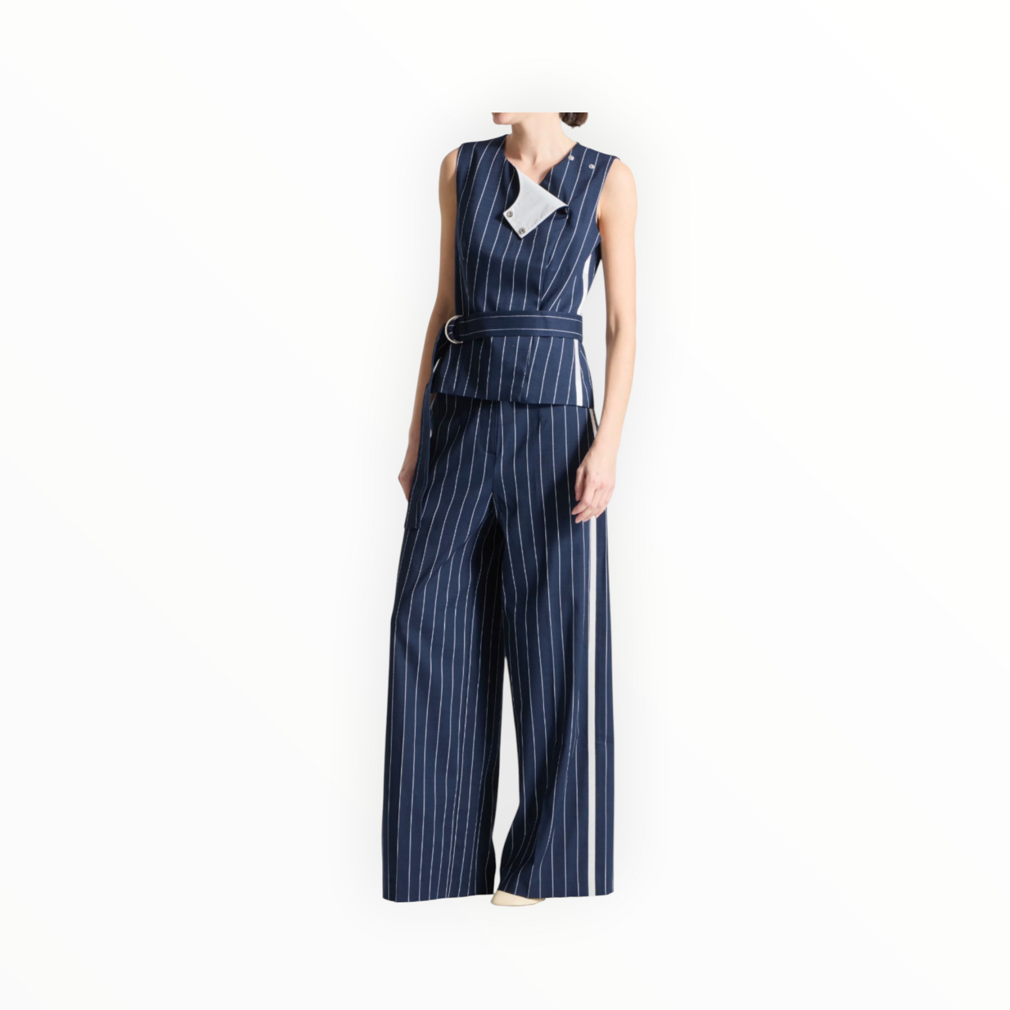saint art Harris Suiting Blouse - Navy Stripe