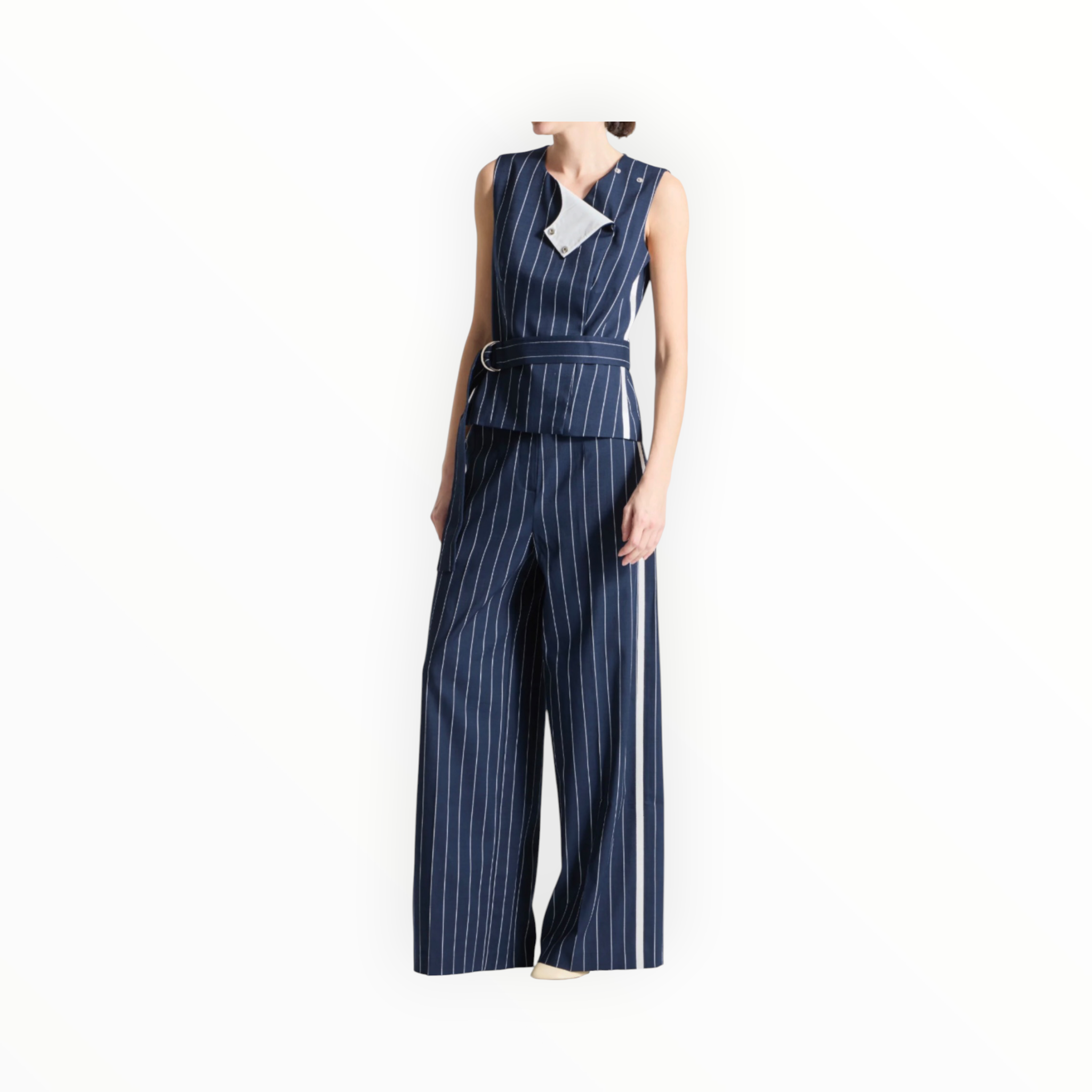 saint art Harris Suiting Blouse - Navy Stripe