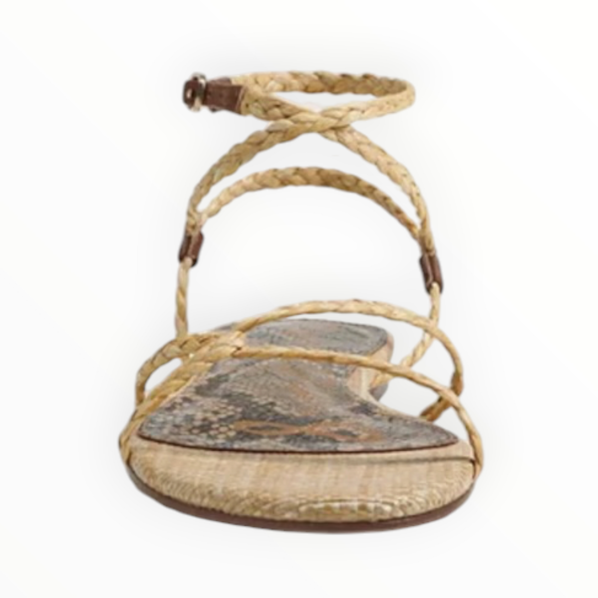 Sam Edelman Ellina Braid Flat Sandal - Natural Beige Faux Raffia