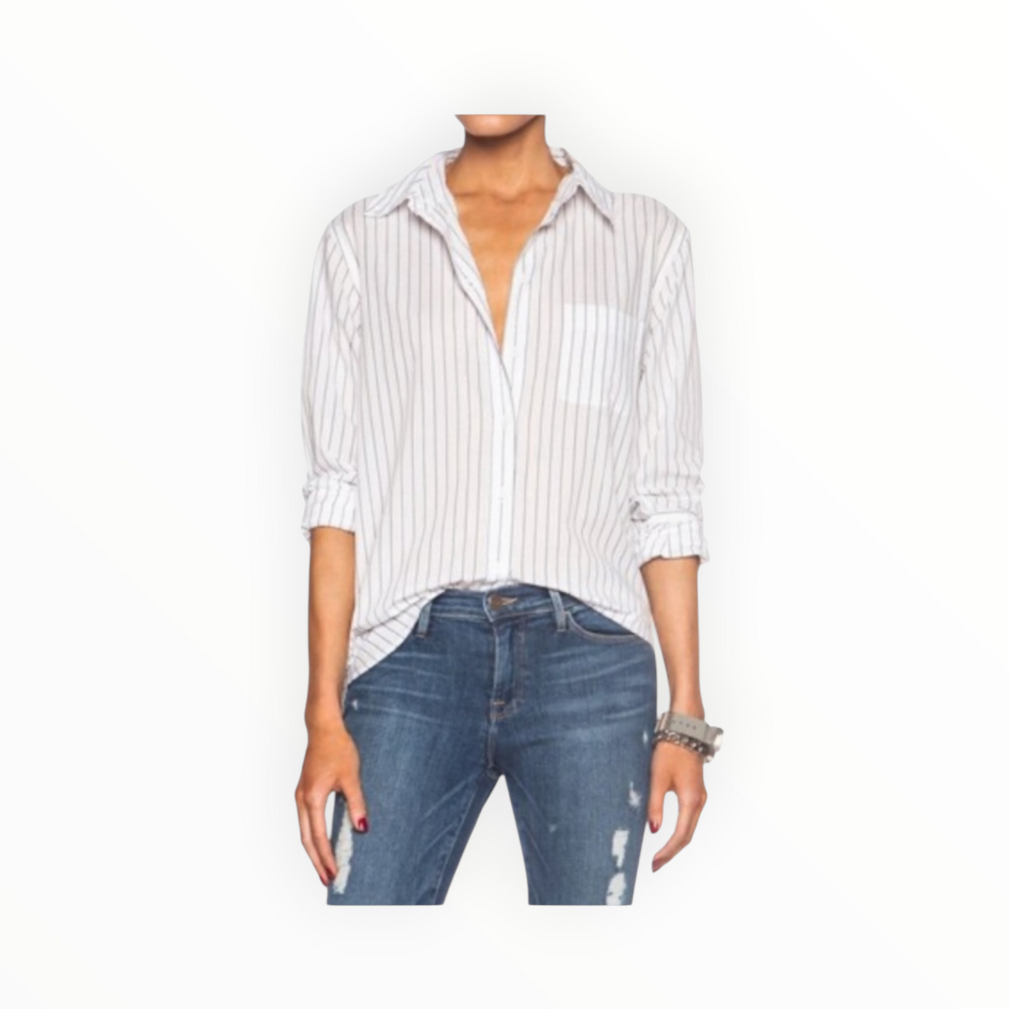 Equipment Margaux Stripe Top - White