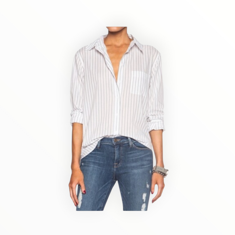 Equipment Margaux Stripe Top - White