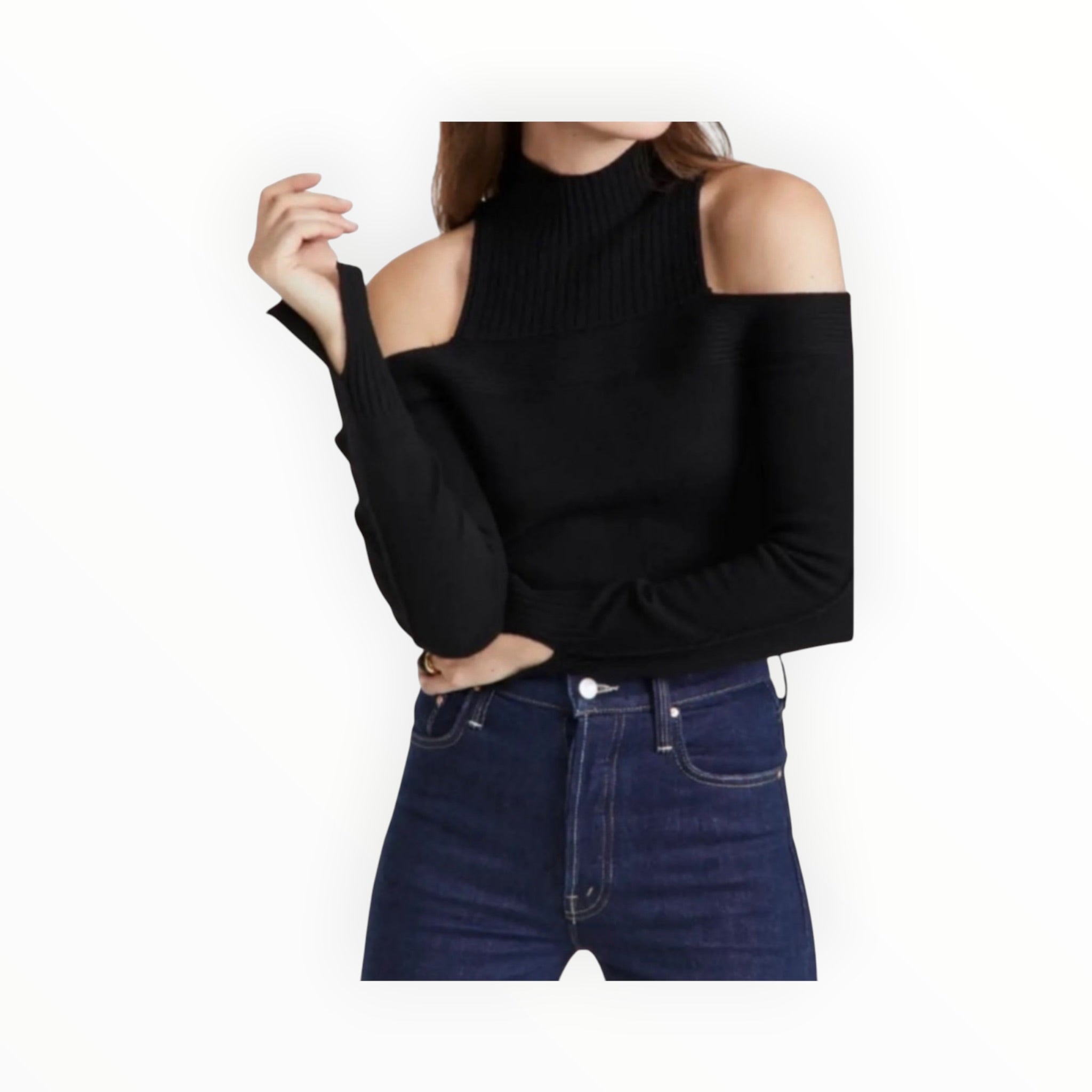 Jonathan Simkhai Gillian Cold Shoulder Sweater - Black