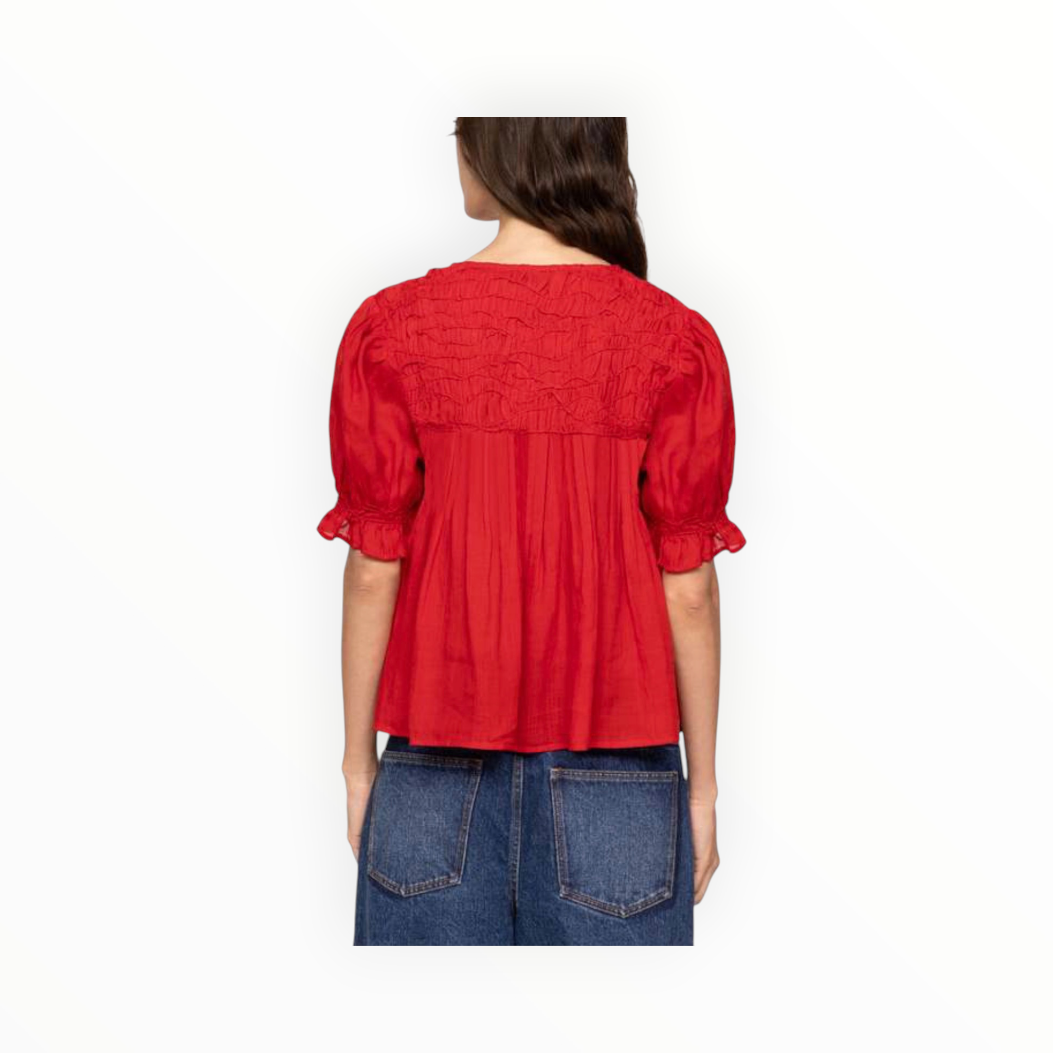 Sea New York Imogen Solid Short Sleeve Top - Red