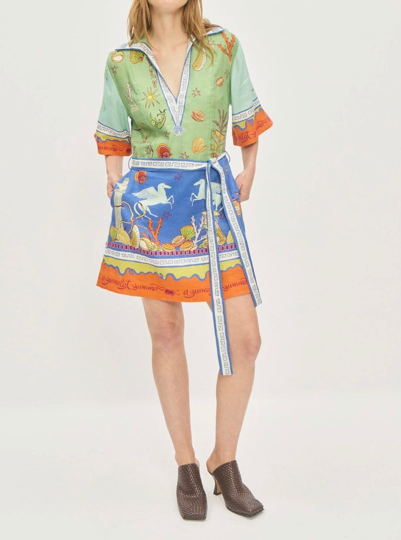 ALÉMAIS Surrealist Summer V Mini Dress - Multi