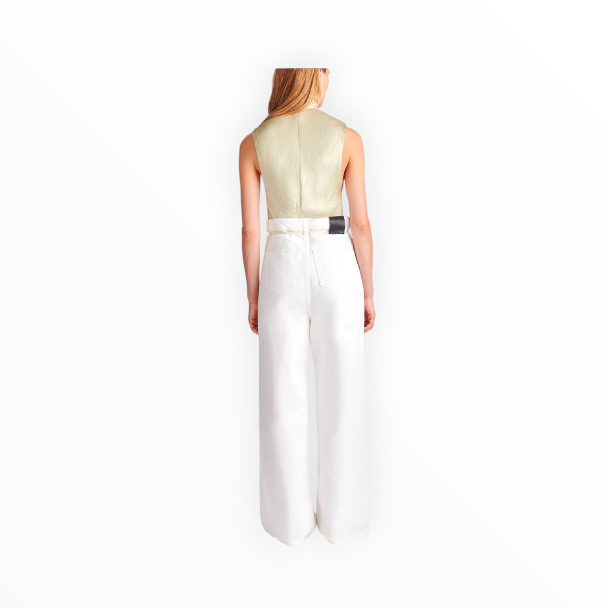 Nanushka Colson Crinkled Satin Turtleneck Top - Green Tea