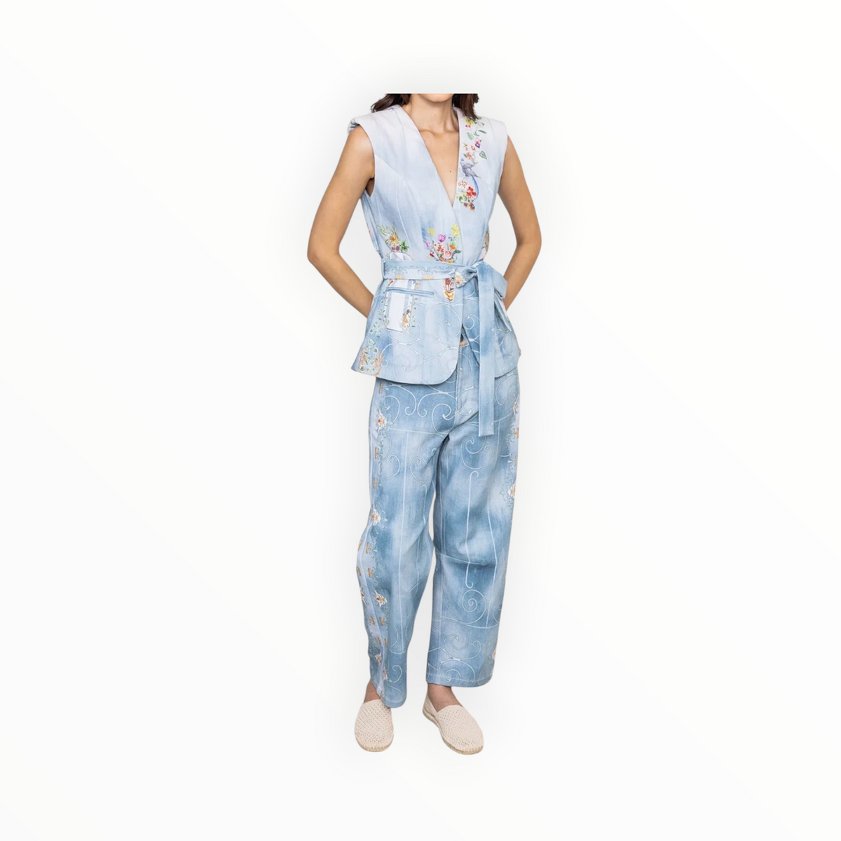 Ranna Gill Rafia Belted Waist Coat