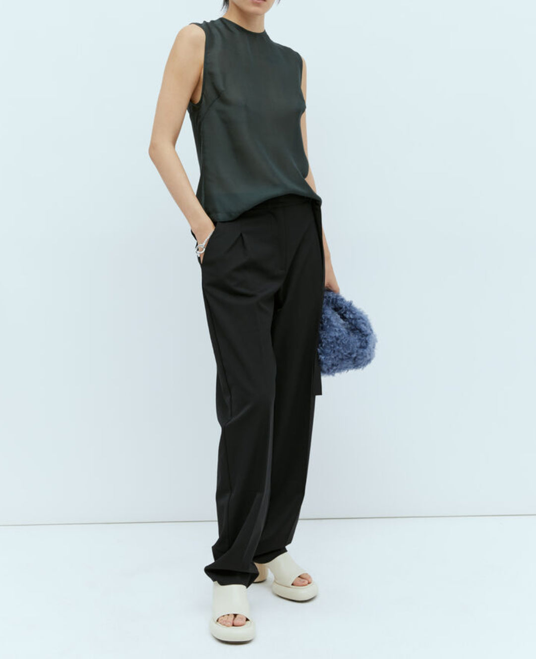 St. Agni Sheer Silk Gauze Top - Soot