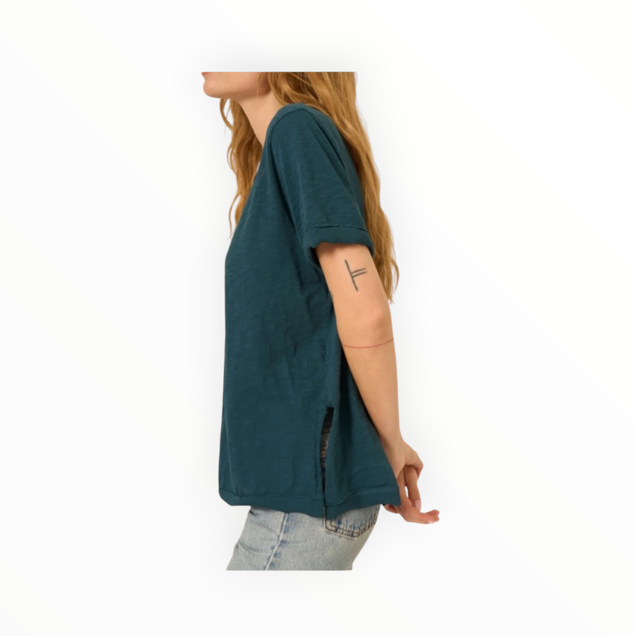 Project Social Tee Knock Out V Neck Tee - Oceanic Teal