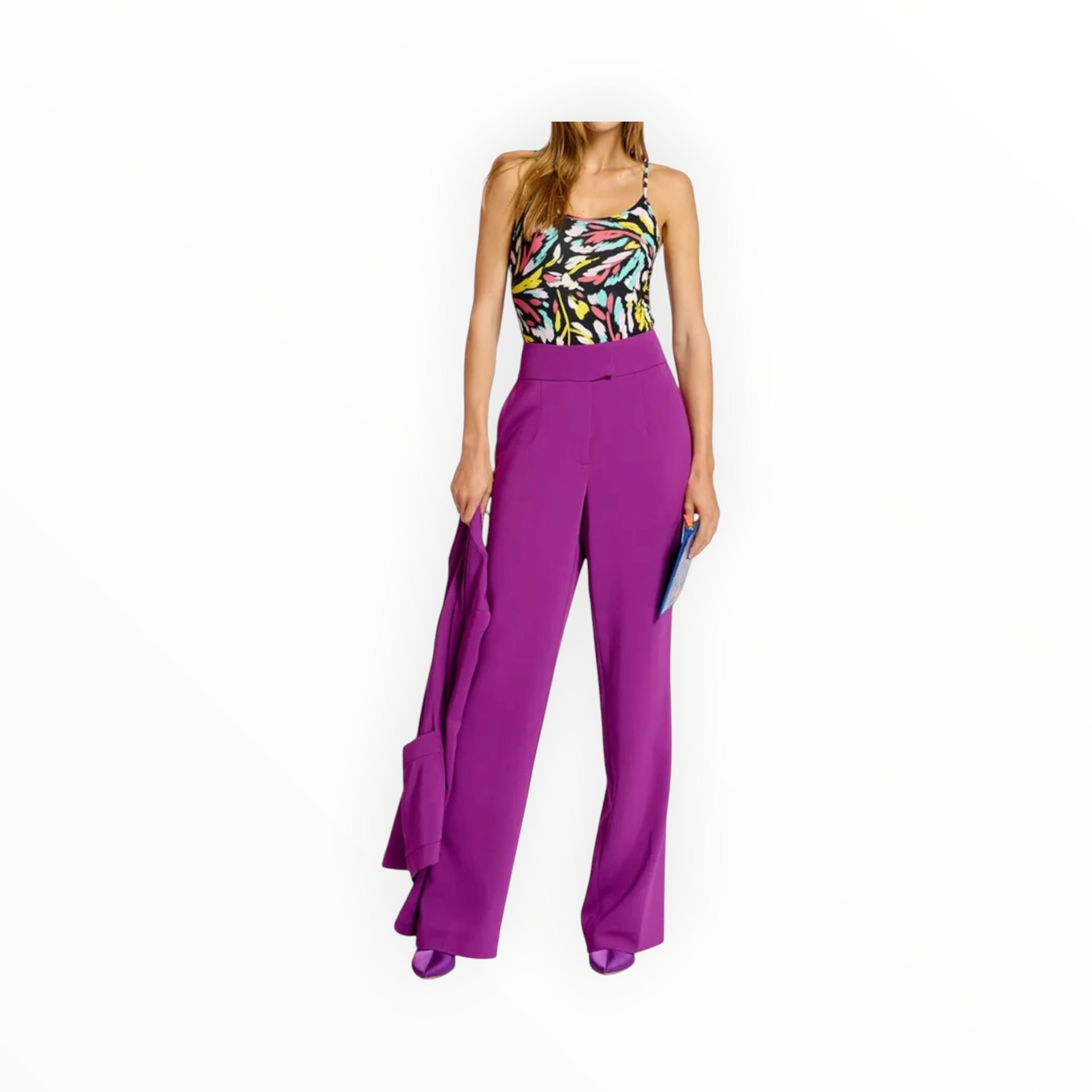 Essentiel Antwerp Viscose Satin  Straight Leg Pants - Purple