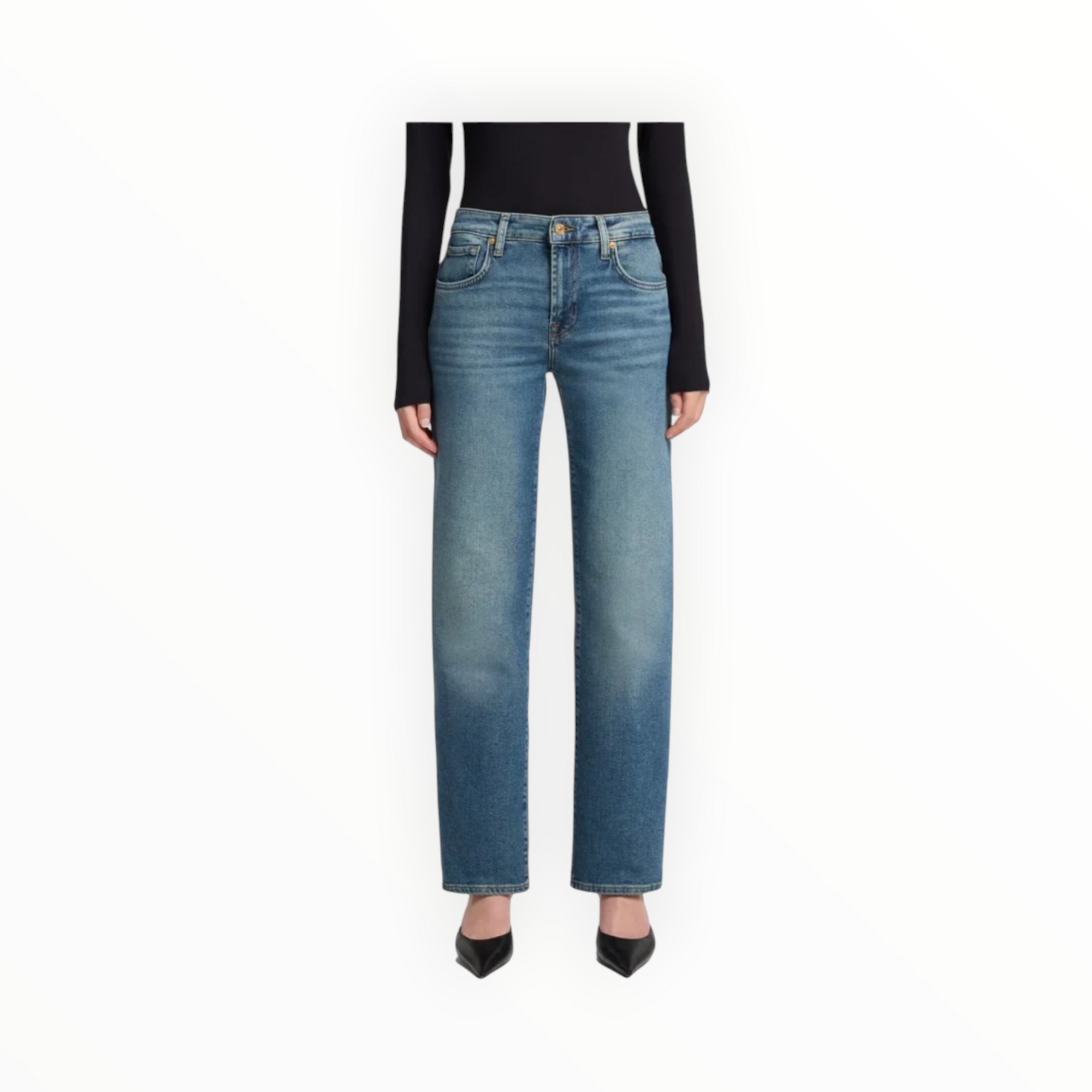 7 For All Mankind Calie Ankle Straight Leg Jeans - Sea Level