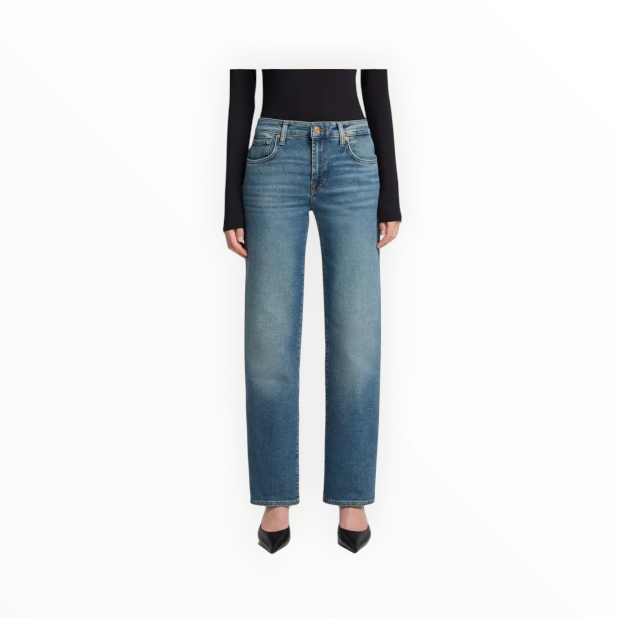 7 For All Mankind Calie Ankle Straight Leg Jeans - Sea Level