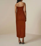 Hemant & Nandita Palm Strappy Midi Dress - Terracotta