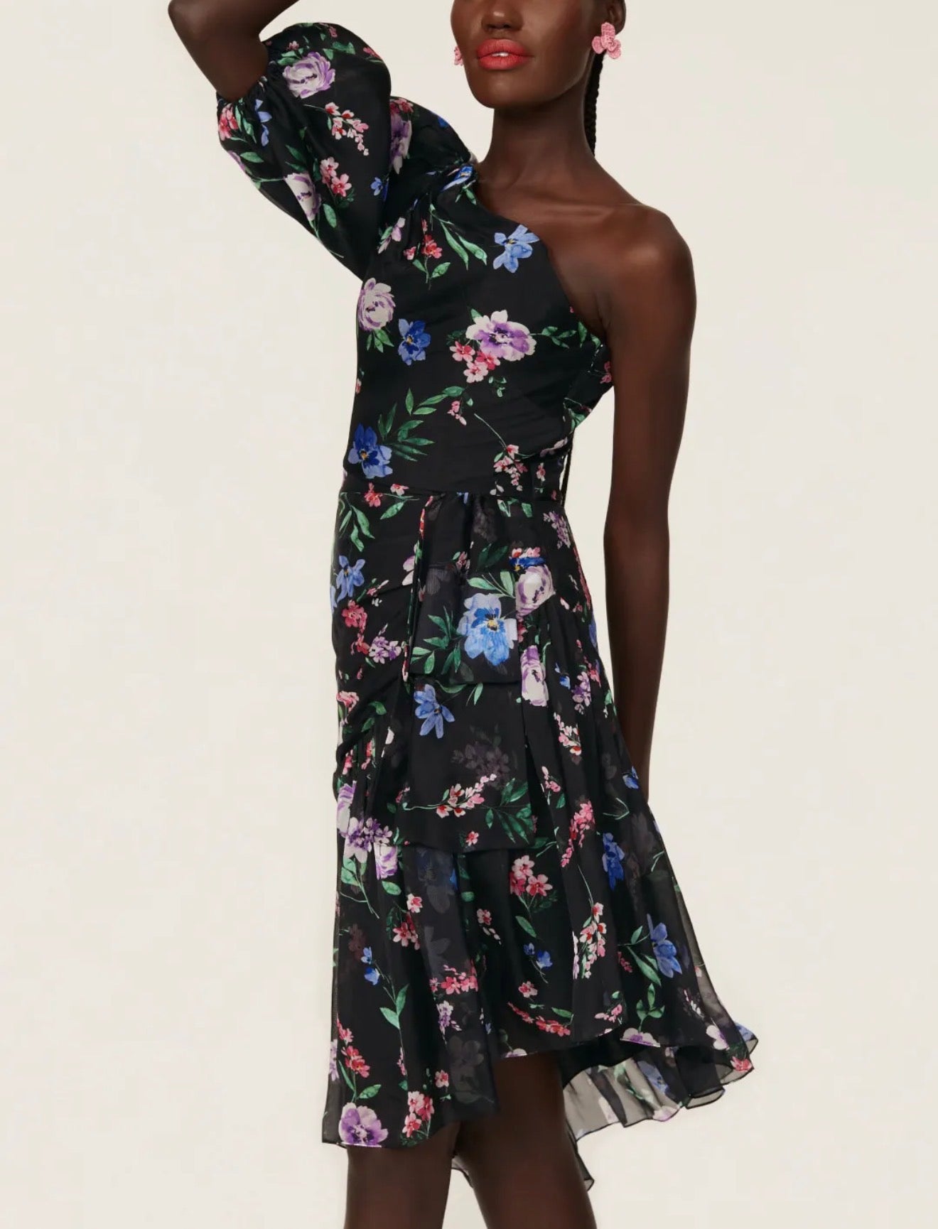 Shoshanna Midnight Gia One Shoulder Dress - Black