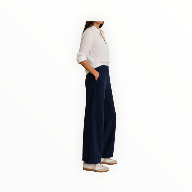 Bella Dahl Clean Front Wide Crop Leg Pant - Italian Navy