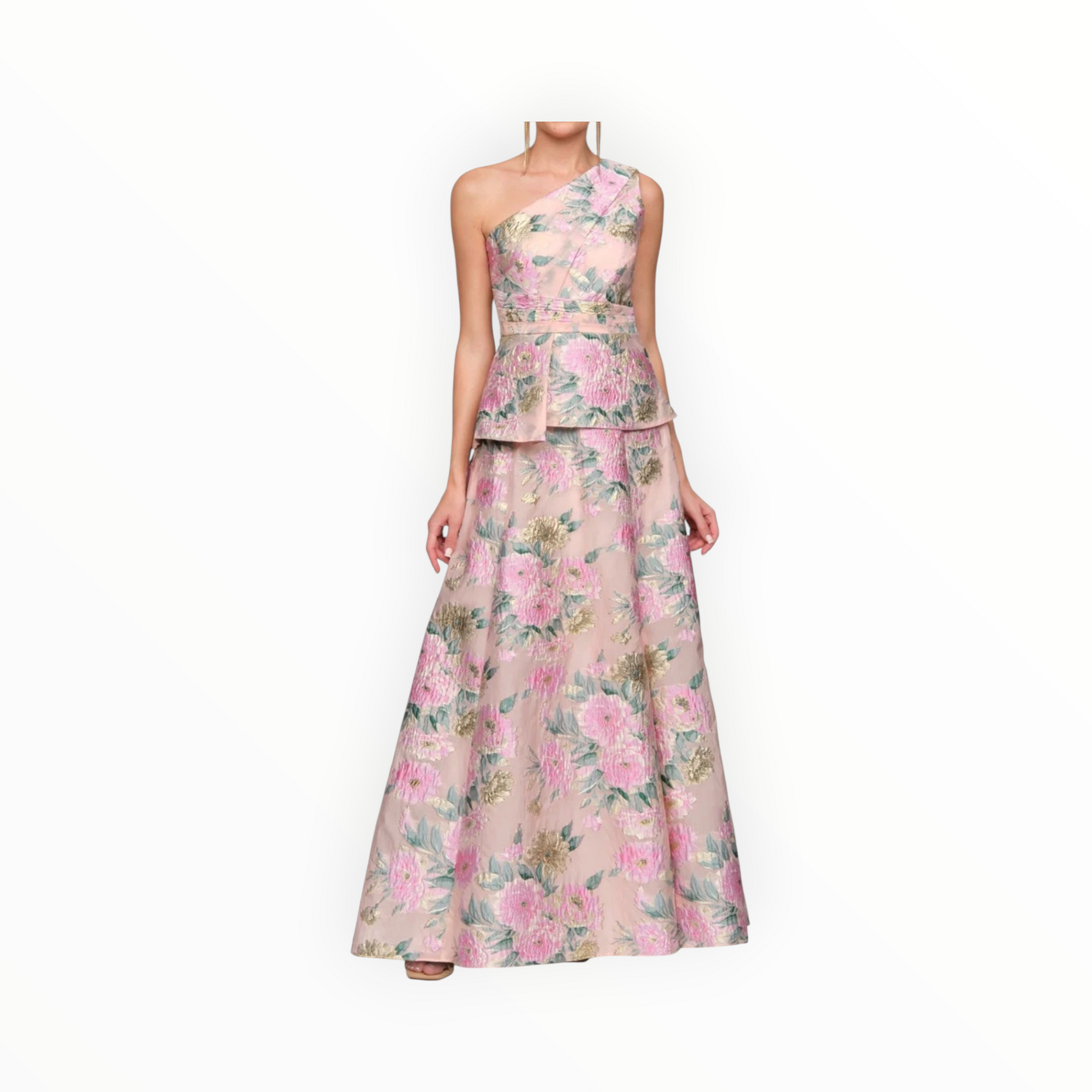 JS Collections Mia One Shoulder Gown - Blush Multi
