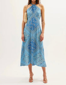 RIXO Caitlin Dress - Boho Scarf Blue