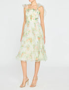 THEIA Betty Pleated Organza Dress - Petite Primrose