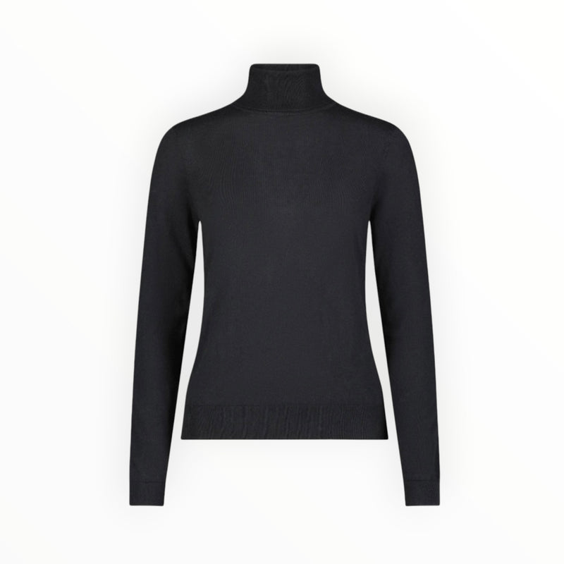 Minnie Rose Supima Cotton Cashmere Long Sleeve Turtleneck - Black
