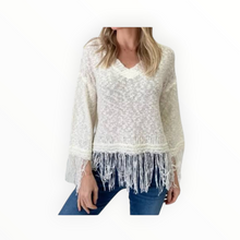Six/Fifty Crochet Fringe Sweater - Ivory