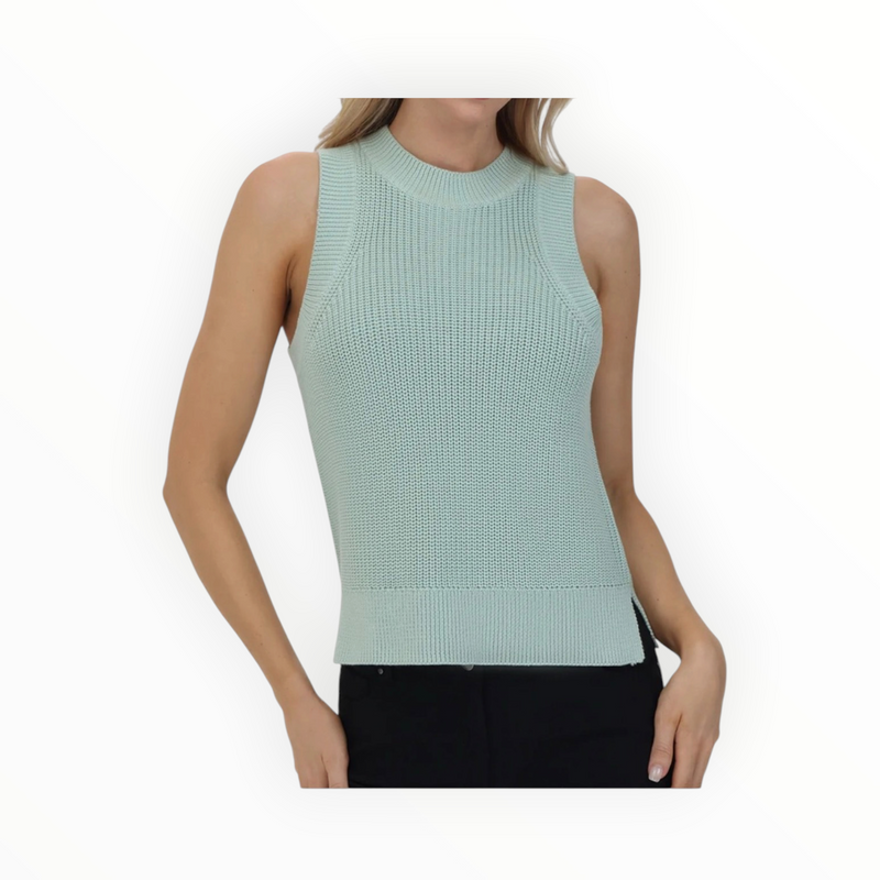525 America Demi High Crewneck Cotton Tank - Silt Green
