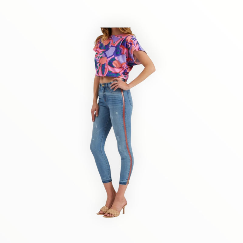 Etienne Marcel Skinny Moto Ankle Jeans W/Zipper Accent Pockets