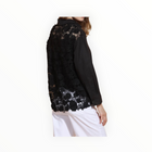 Jessie Liu Cotton Shirt with 3-D Applique Lace Back - Black
