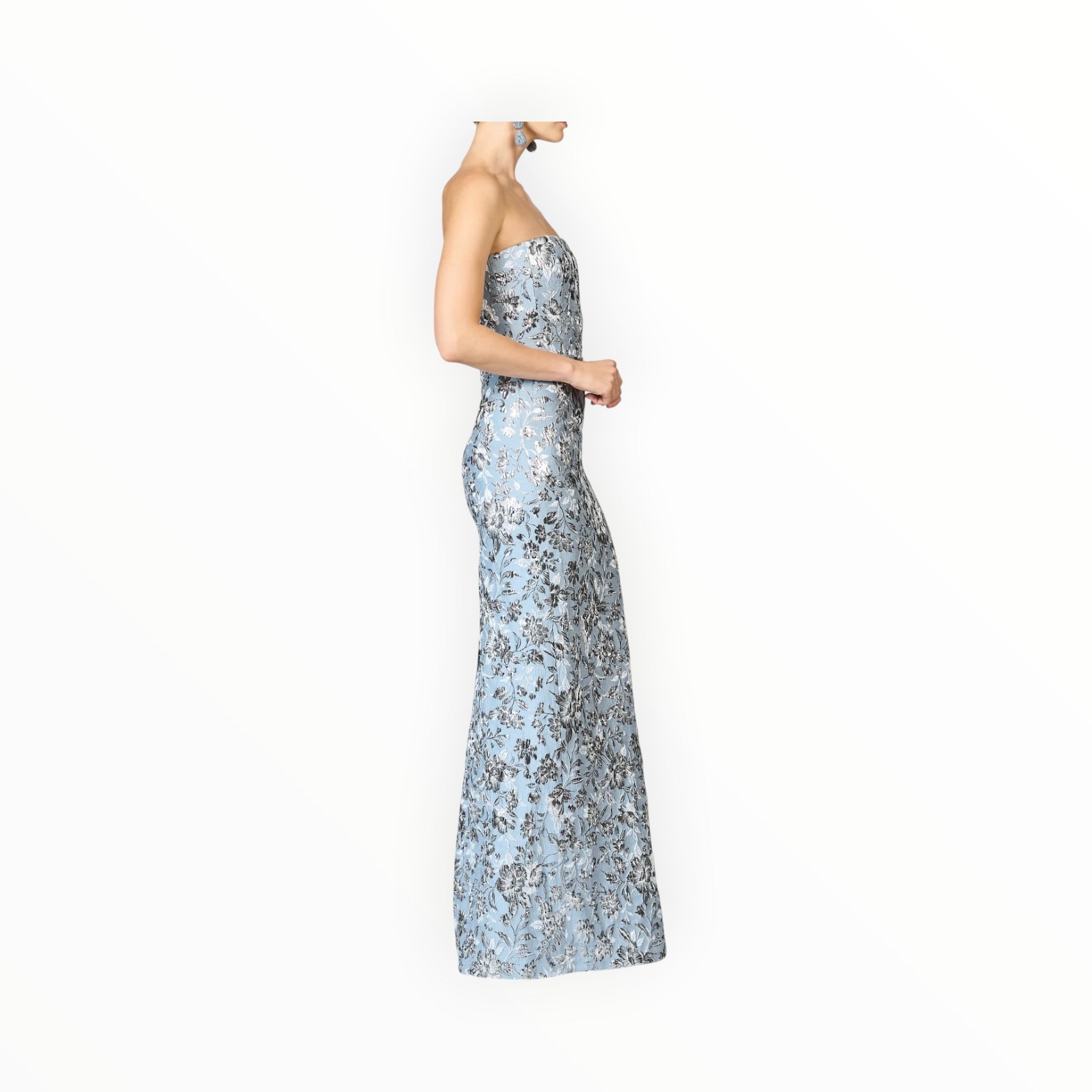 Sachin & Babi Metallic Cloque Sophia Gown - Pewter Gardens