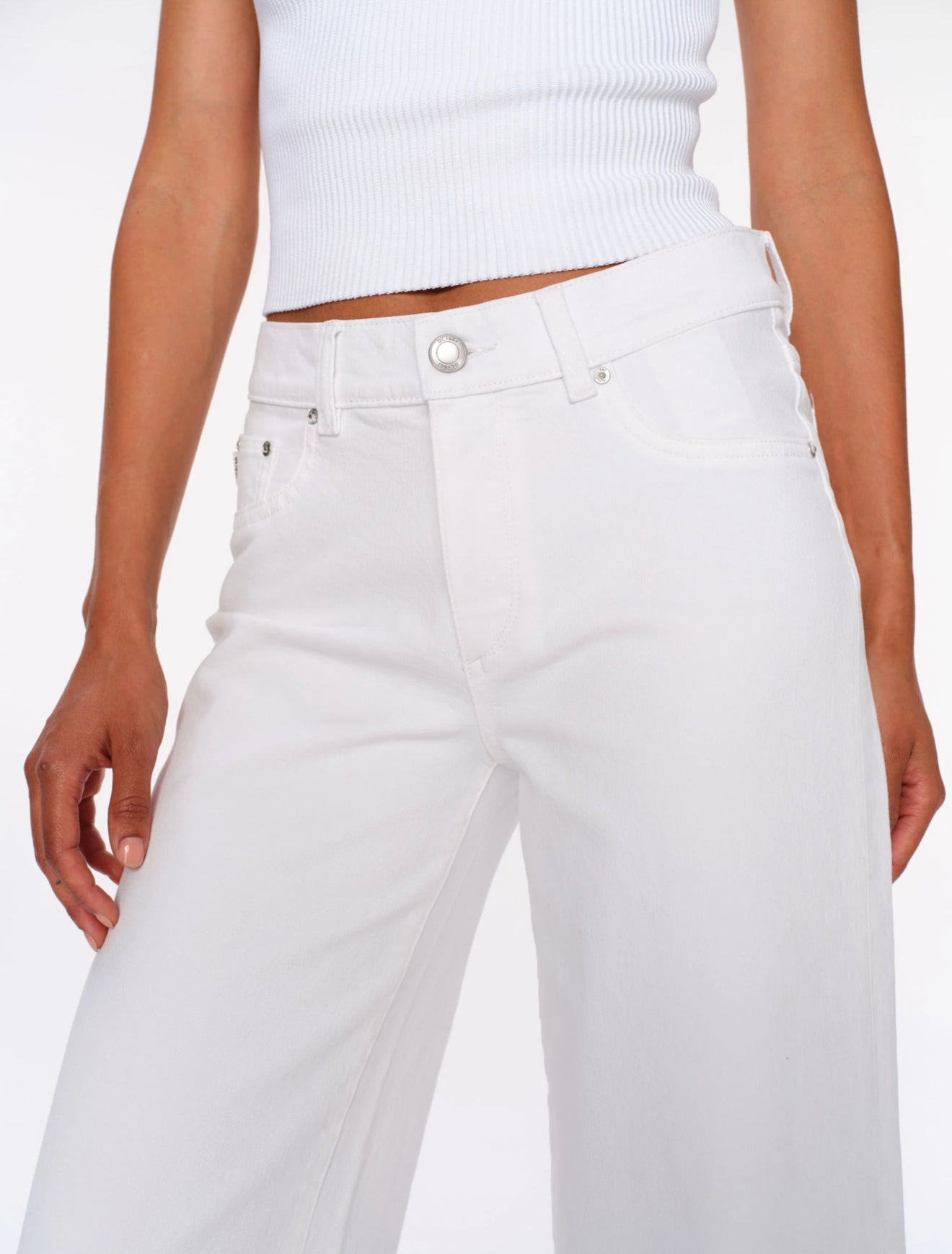DL1961 Hepburn Wide Leg Mid Rise Ankle Jeans - White