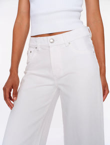 DL1961 Hepburn Wide Leg Mid Rise Ankle Jeans - White